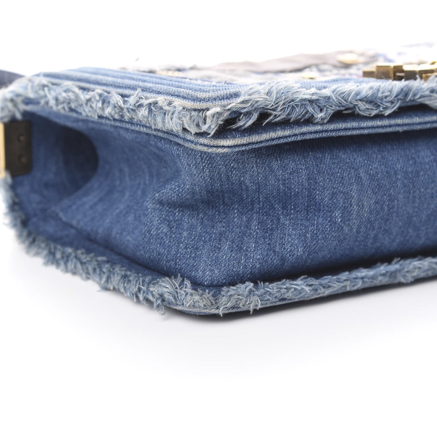 Denim Patchwork Medium Boy Flap Blue