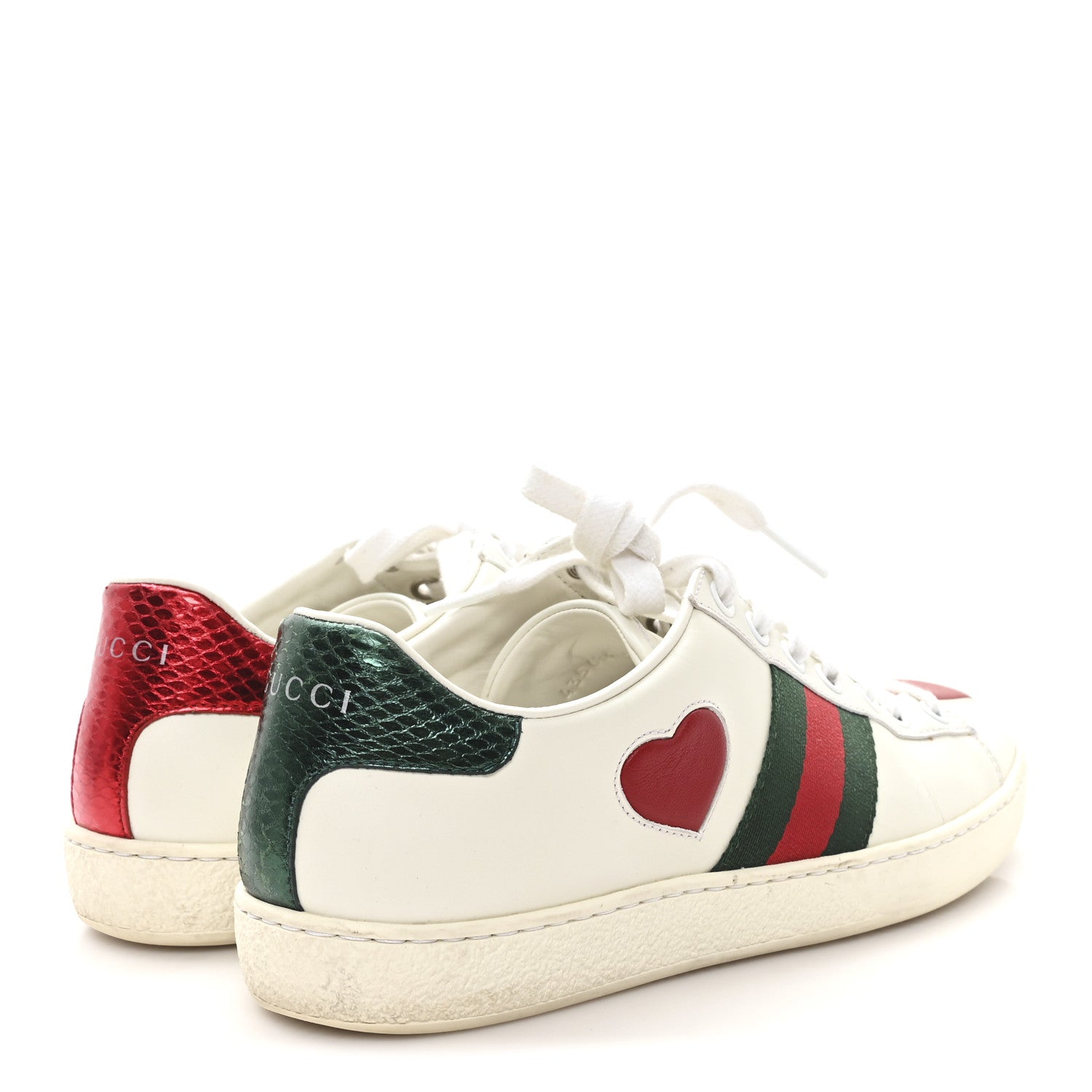 Gucci Calfskin Web Heart Embroidered Womens Ace Sneakers 36 White 5 of 11