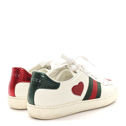 Gucci Calfskin Web Heart Embroidered Womens Ace Sneakers 36 White 5 of 11