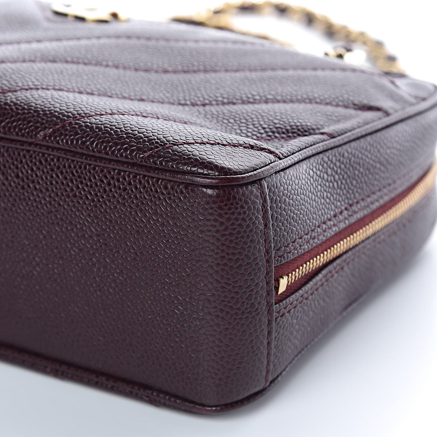 Caviar Chevron Quilted Camera Case Burgundy