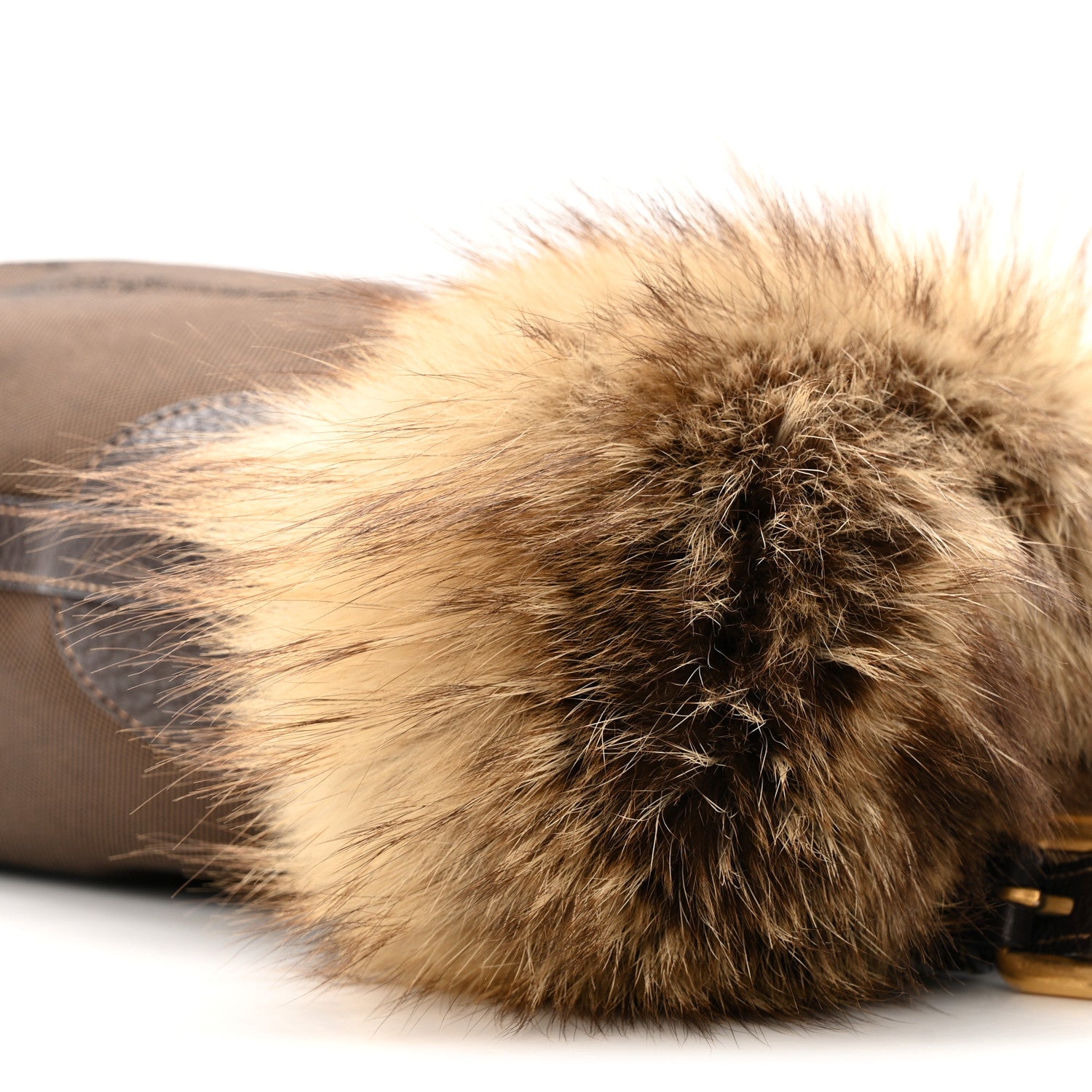 Prada Fox Fur Jacquard Logo Hand Muff Hobo Corda Bruciato 11 of 15