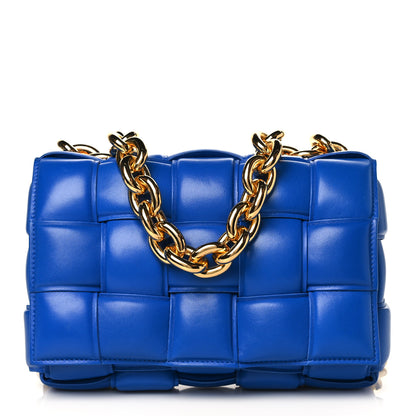 Bottega Veneta Lambskin Maxi Intreccio Padded Chain Cassette Crossbody Bag Cobalt 1 of 9