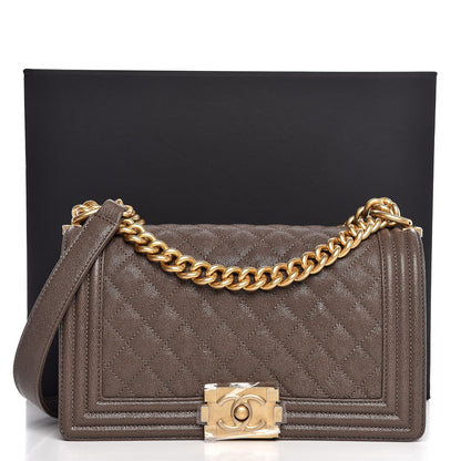 Chanel Caviar Quilted Medium Boy Flap Khaki 8 of 8