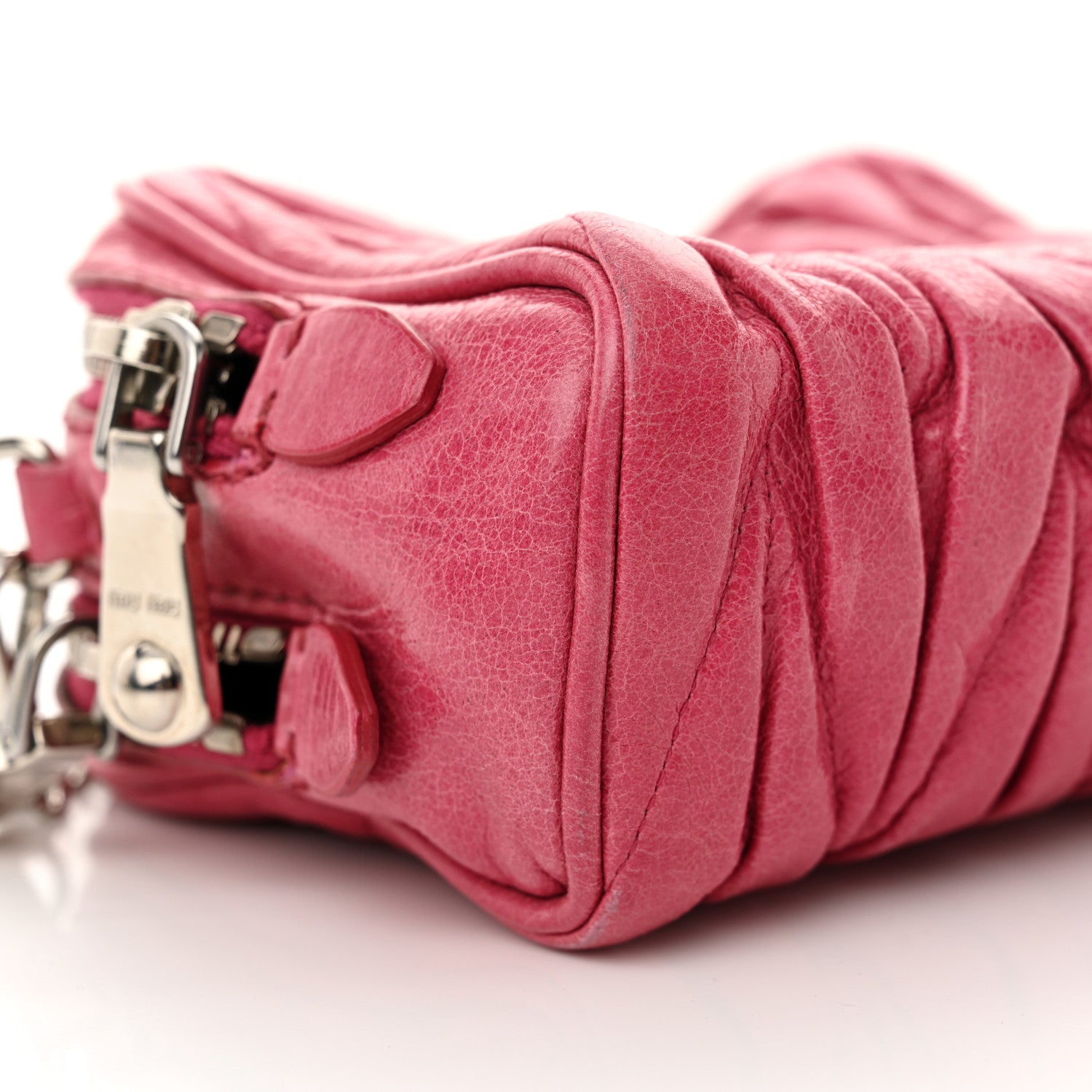 Miu Miu Vitello Lux Matelasse Double Zip Chain Mini Crossbody Bag Peonia 9 of 10