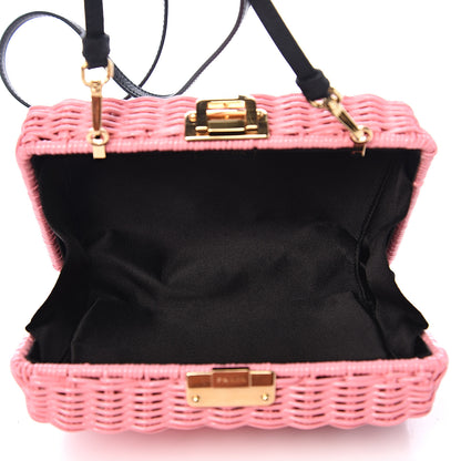 Prada Wicker Saffiano Logo Crossbody Clutch Petalo Black 4 of 8