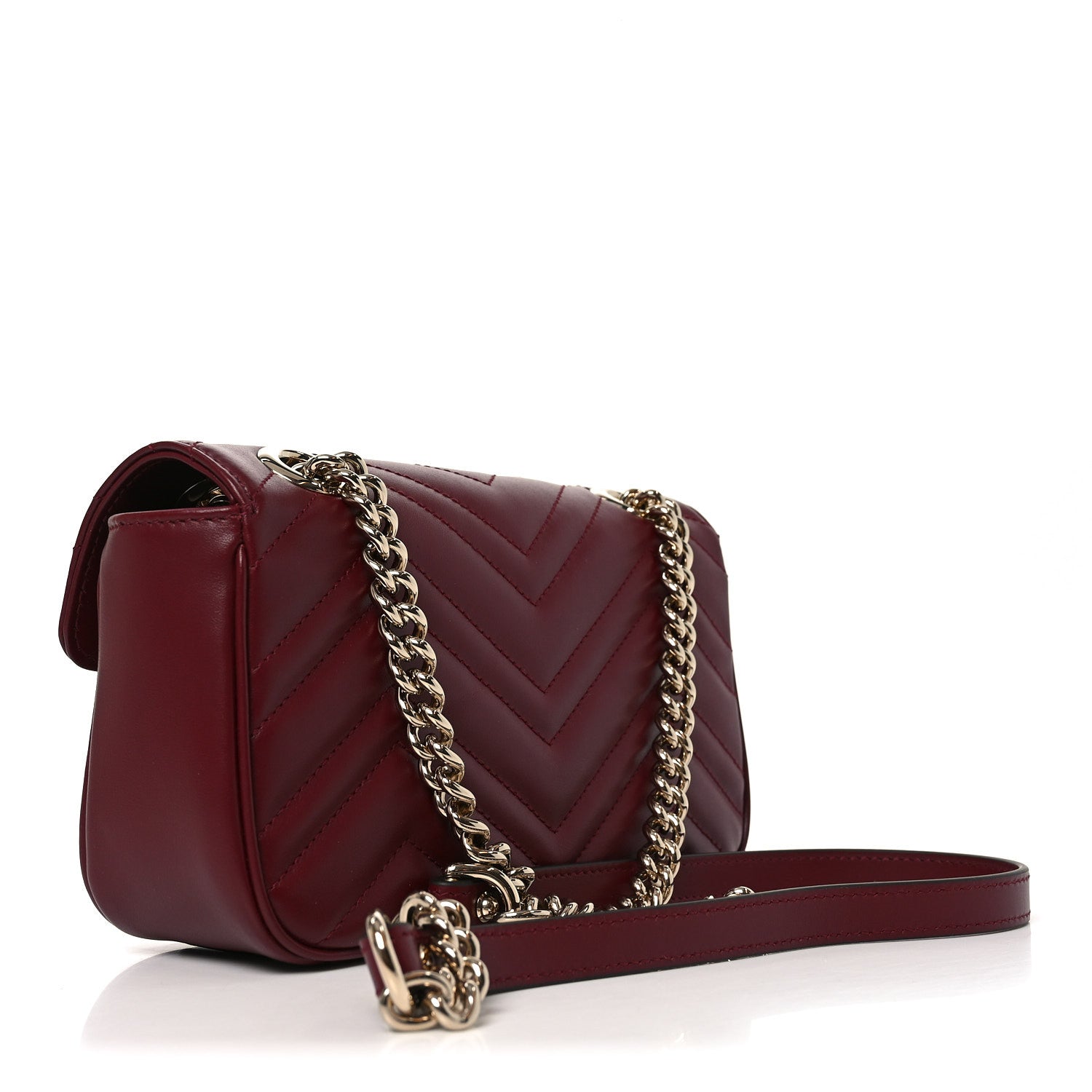 Gucci Calfskin Matelasse Mini GG Marmont Shoulder Bag Rosso Ancora 2 of 9
