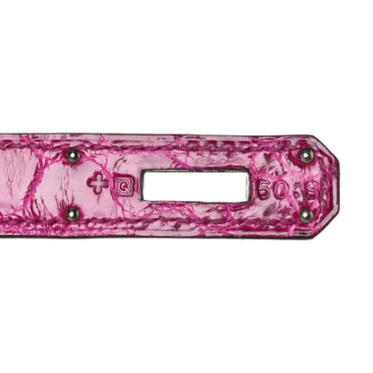 Hermes Shiny Niloticus Crocodile Kelly Sellier 32 Rose Scheherazade 7 of 27