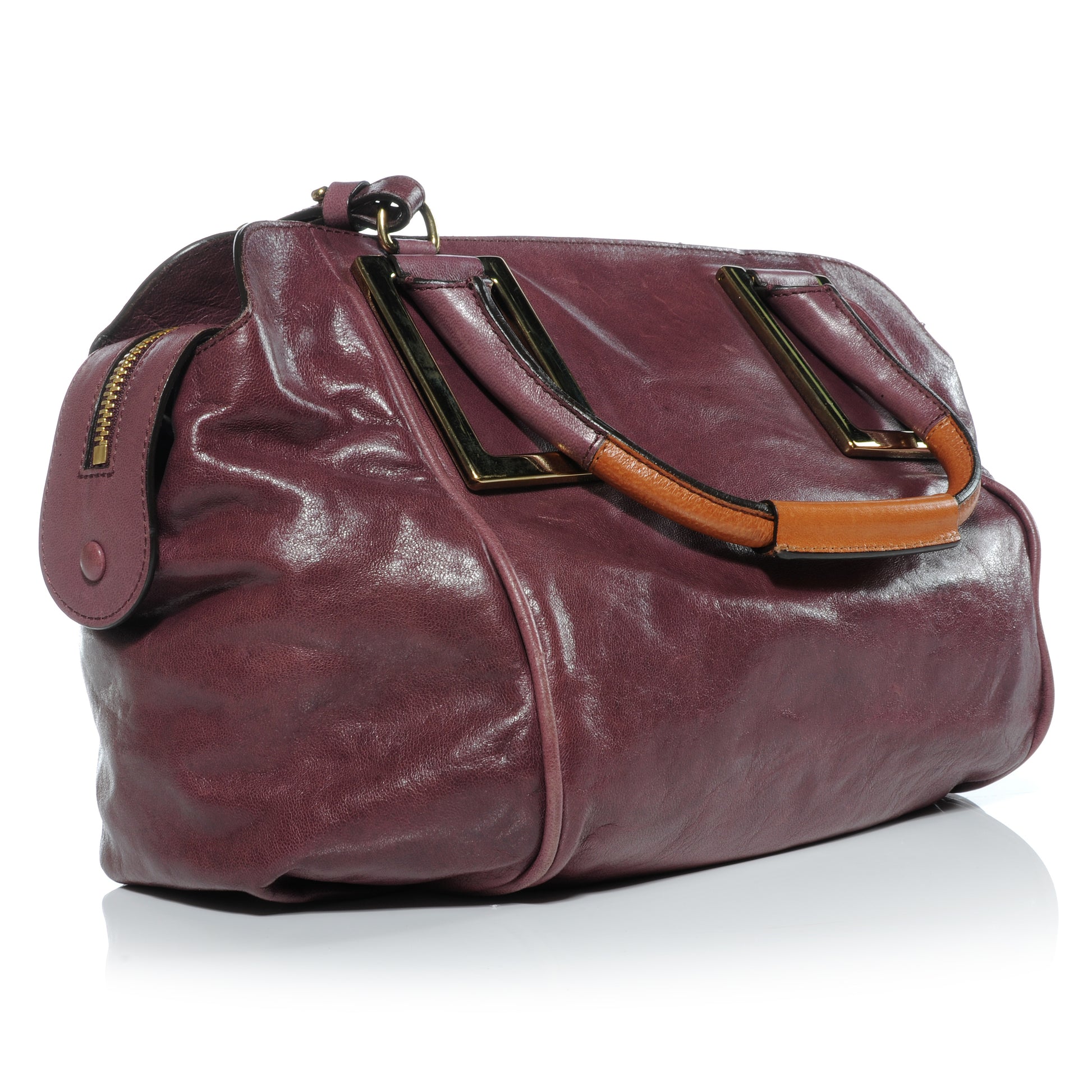 Chloe Glazed Leather Ethel Satchel Dark Purple 4 of 11