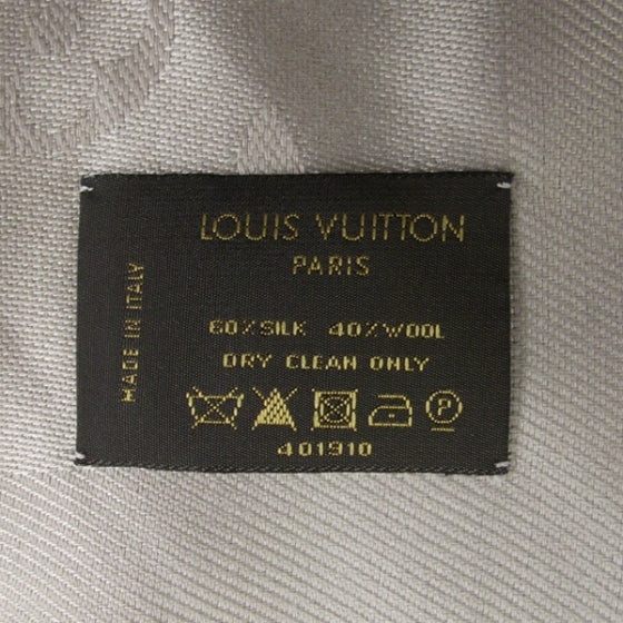 Louis Vuitton Monogram Shawl Silk/Wool Scarf Beige 6 of 6