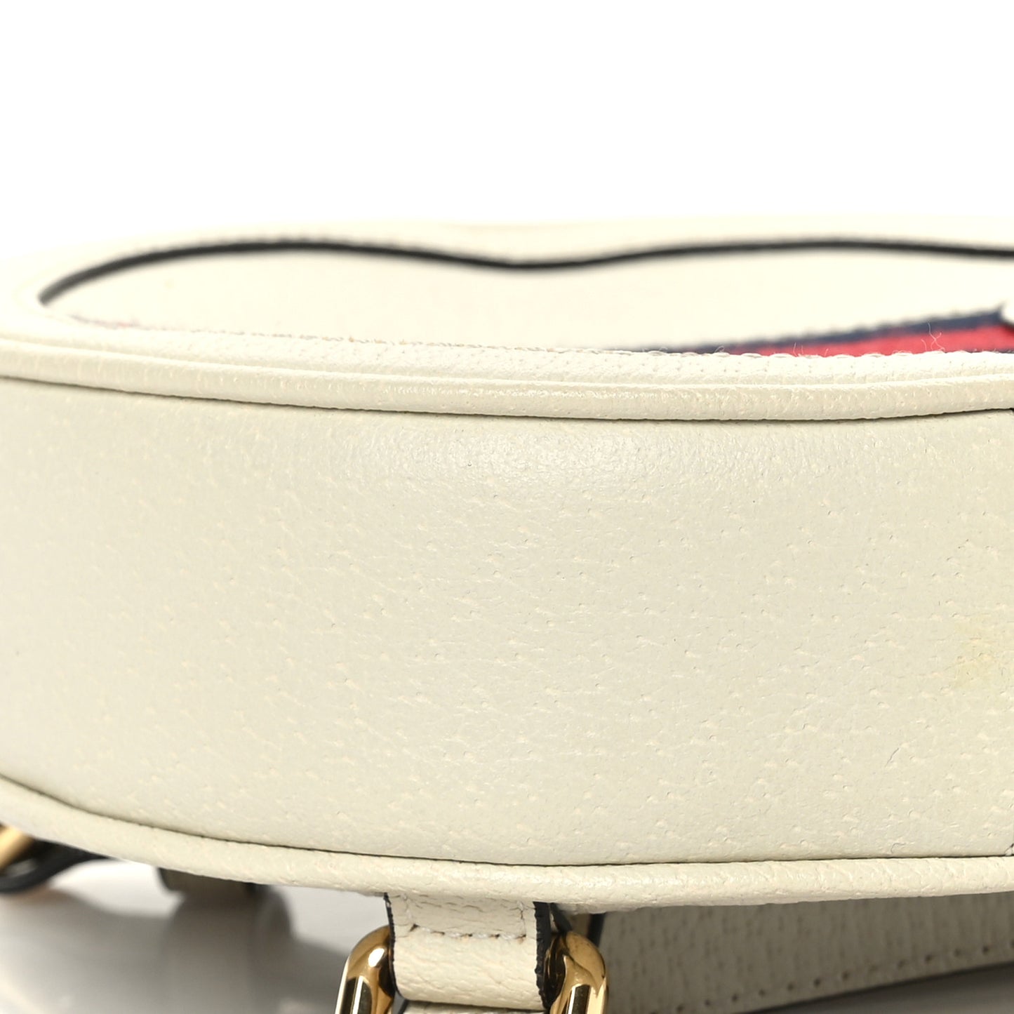 Textured Calfskin Web Mini Ophidia Round Backpack Mystic White