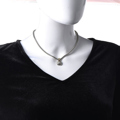 David Yurman Sterling Silver 18K Yellow Gold Diamond 7mm Albion Pendant Necklace 2 of 6