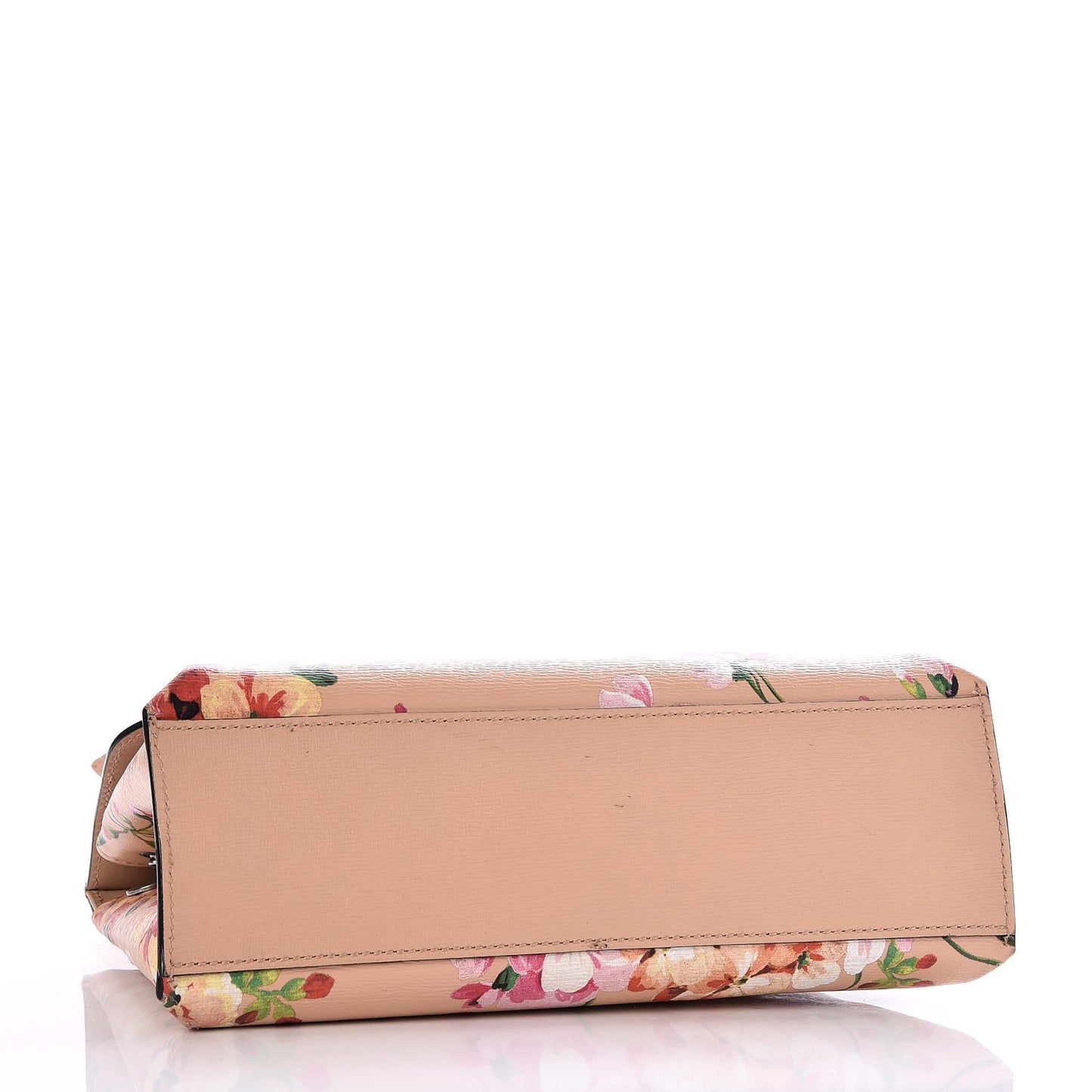 Shangai Calfskin Blooms Print Small Bamboo Daily Top Handle Bag Pink Apricot Multicolor