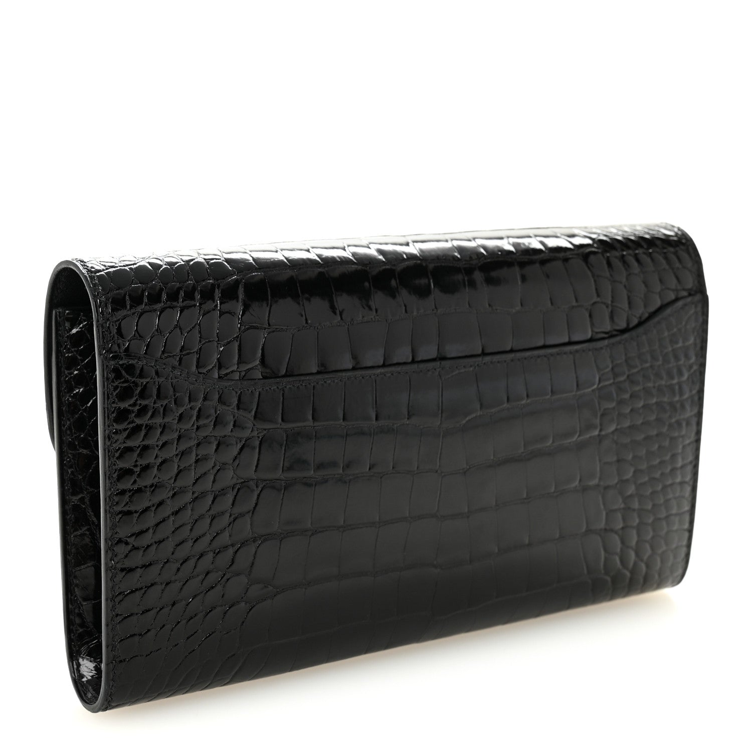 Hermes Shiny Alligator Monochrome Constance Long Wallet Black 3 of 11
