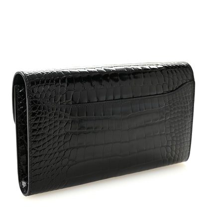 Hermes Shiny Alligator Monochrome Constance Long Wallet Black 3 of 11