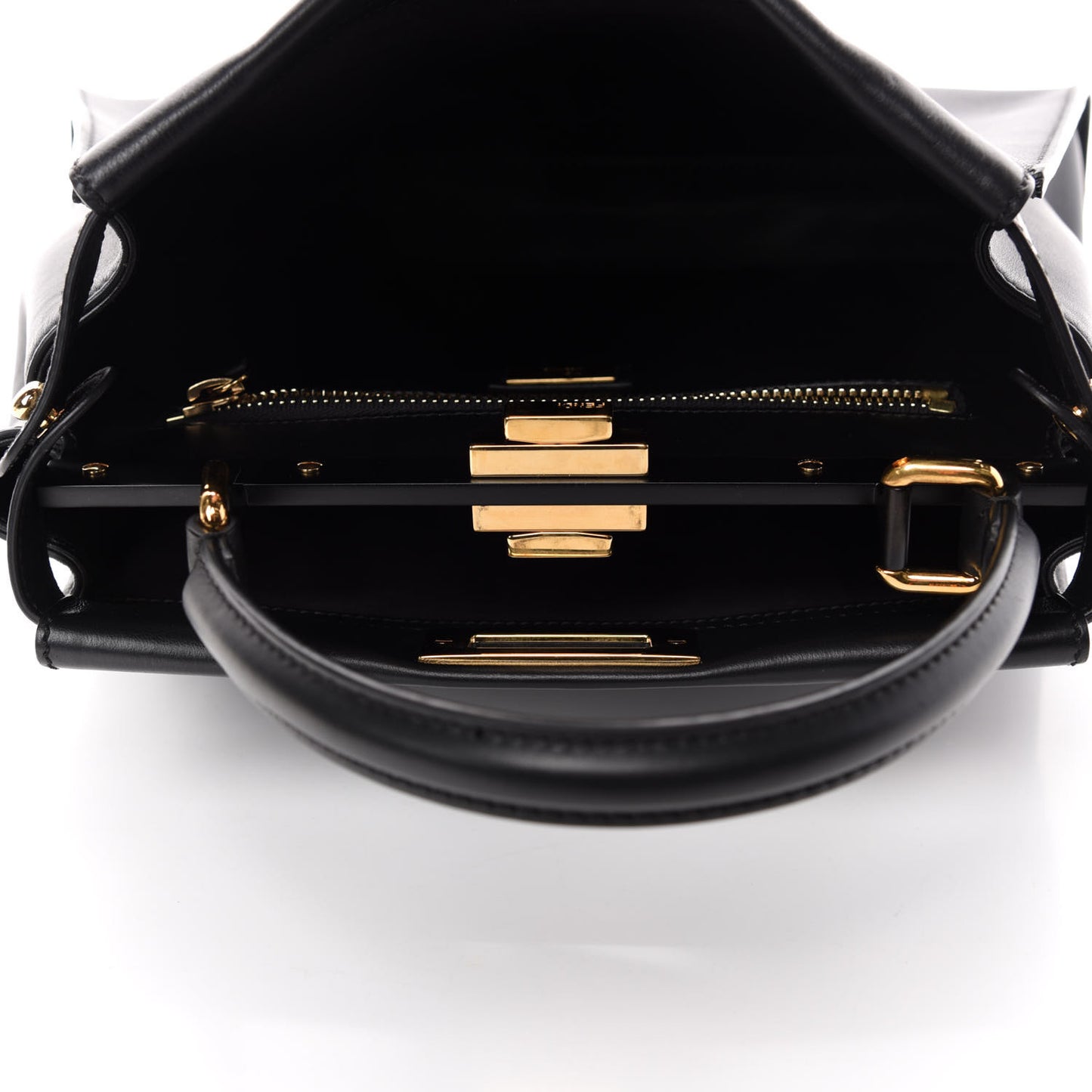 Vitello Seta Shiny Nappa Medium Peekaboo Iconic Satchel Black