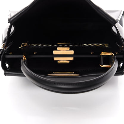 Fendi Vitello Seta Shiny Nappa Medium Peekaboo Iconic Satchel Black 6 of 12