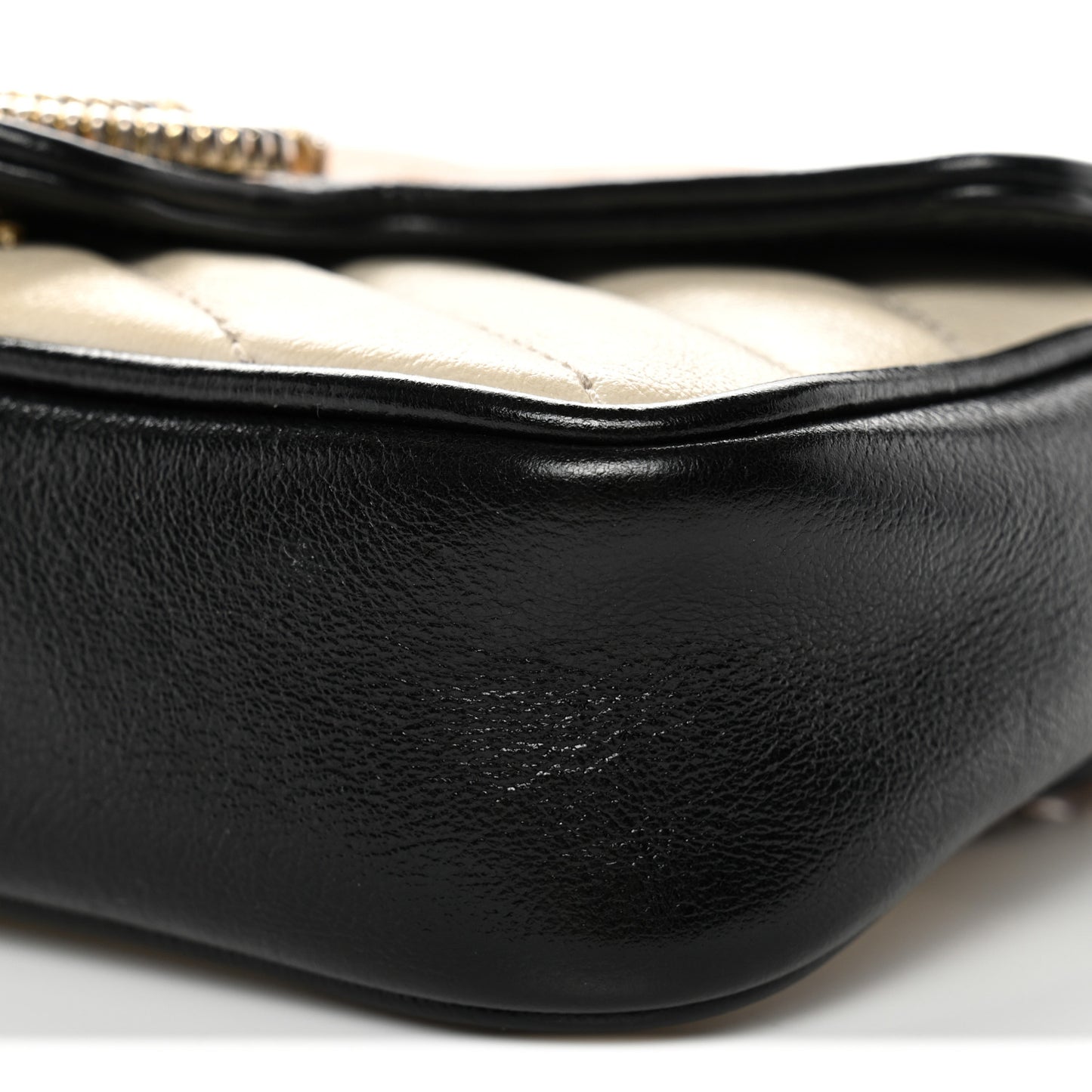 Vintage Effect Calfskin Matelasse Diagonal Super Mini Torchon GG Marmont Shoulder Bag  Cognac Mystic White Blue Agata