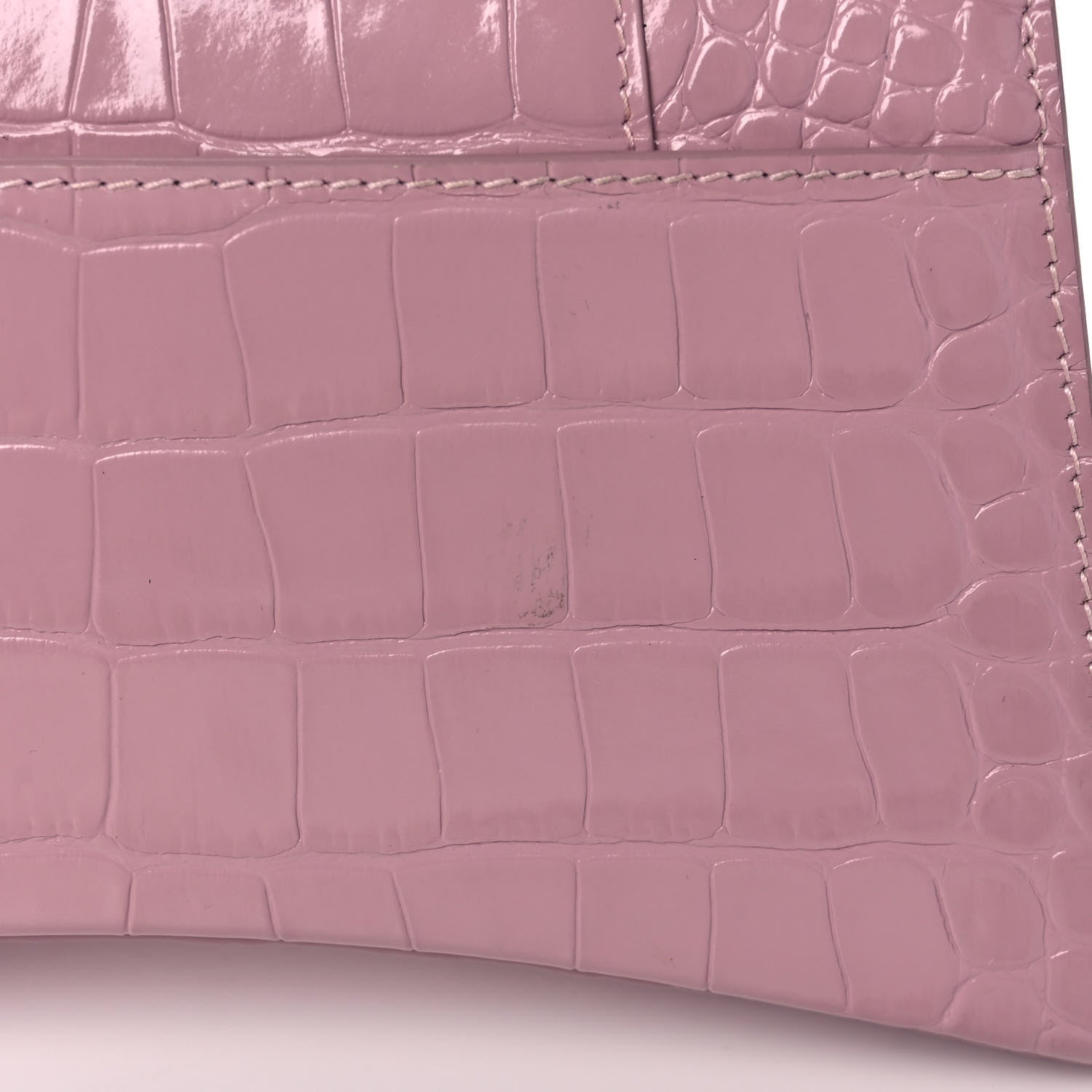Balenciaga Shiny Calfskin Crocodile Embossed Small Hourglass Top Handle Bag Powder Pink 16 of 16