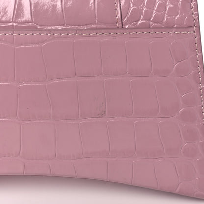Balenciaga Shiny Calfskin Crocodile Embossed Small Hourglass Top Handle Bag Powder Pink 16 of 16