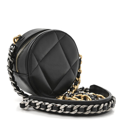 Chanel Lambskin Quilted Chanel 19 Round Clutch With Chain Black 3 of 10