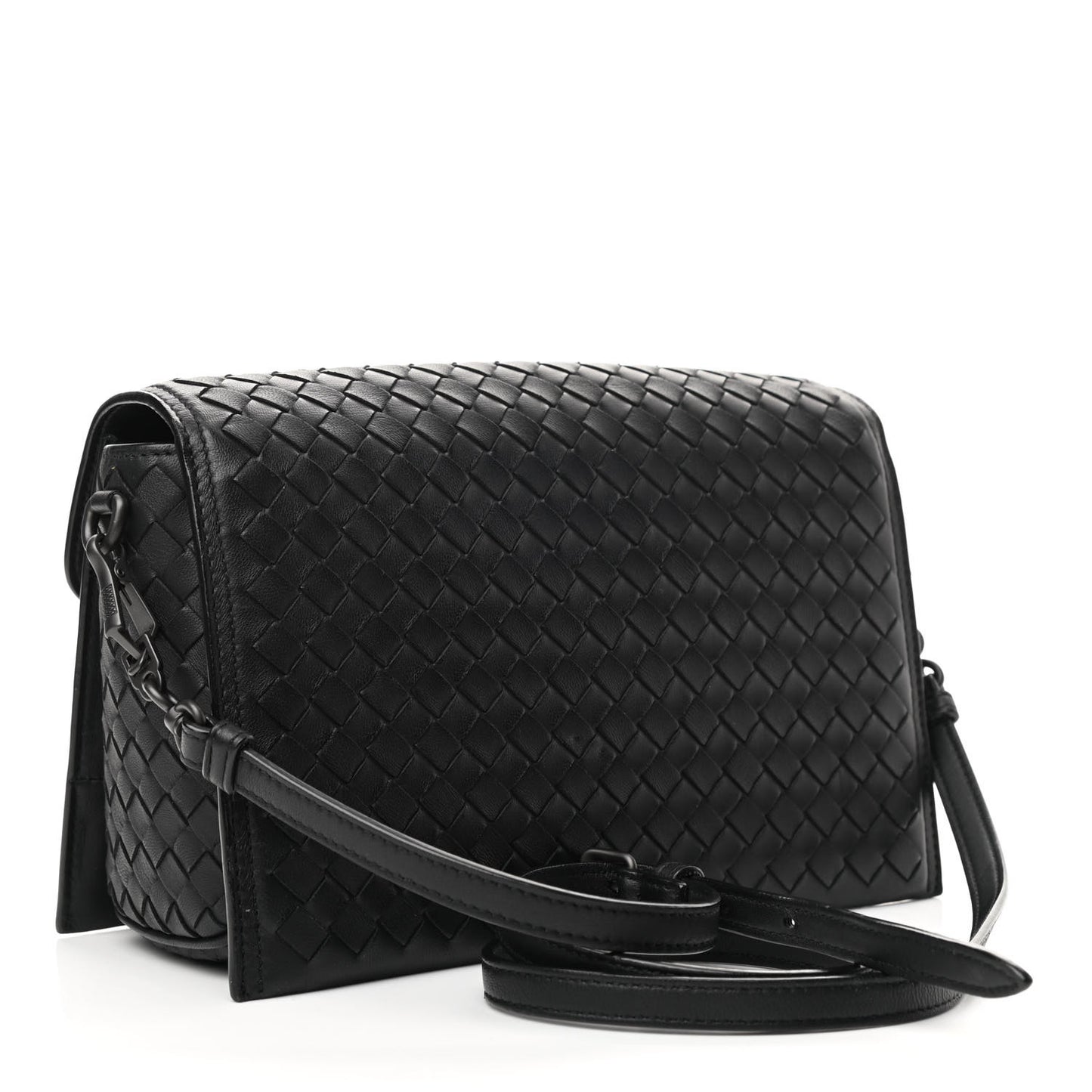 Nappa Intrecciato Small Padlock Messenger Black