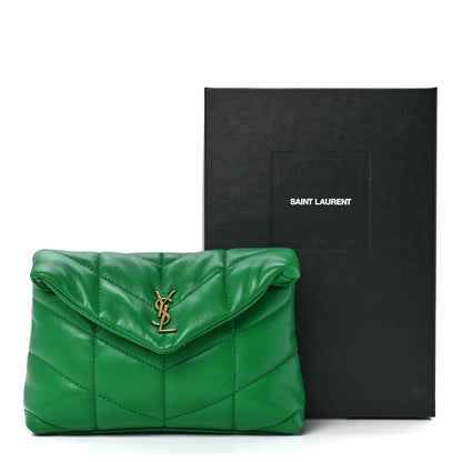 Saint Laurent Lambskin Monogram Loulou Puffer Pouch Clutch New Vert 12 of 12