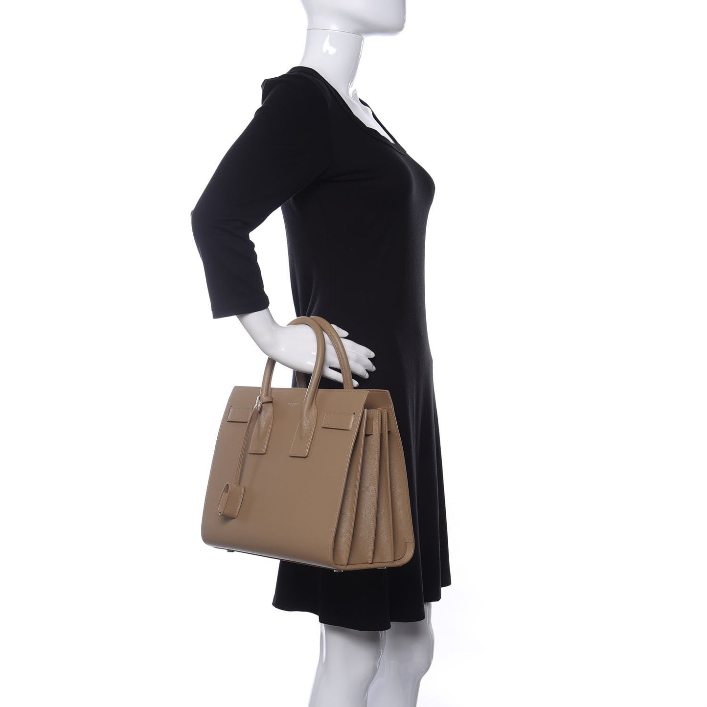 Grained Calfskin Small Sac De Jour Dark Beige
