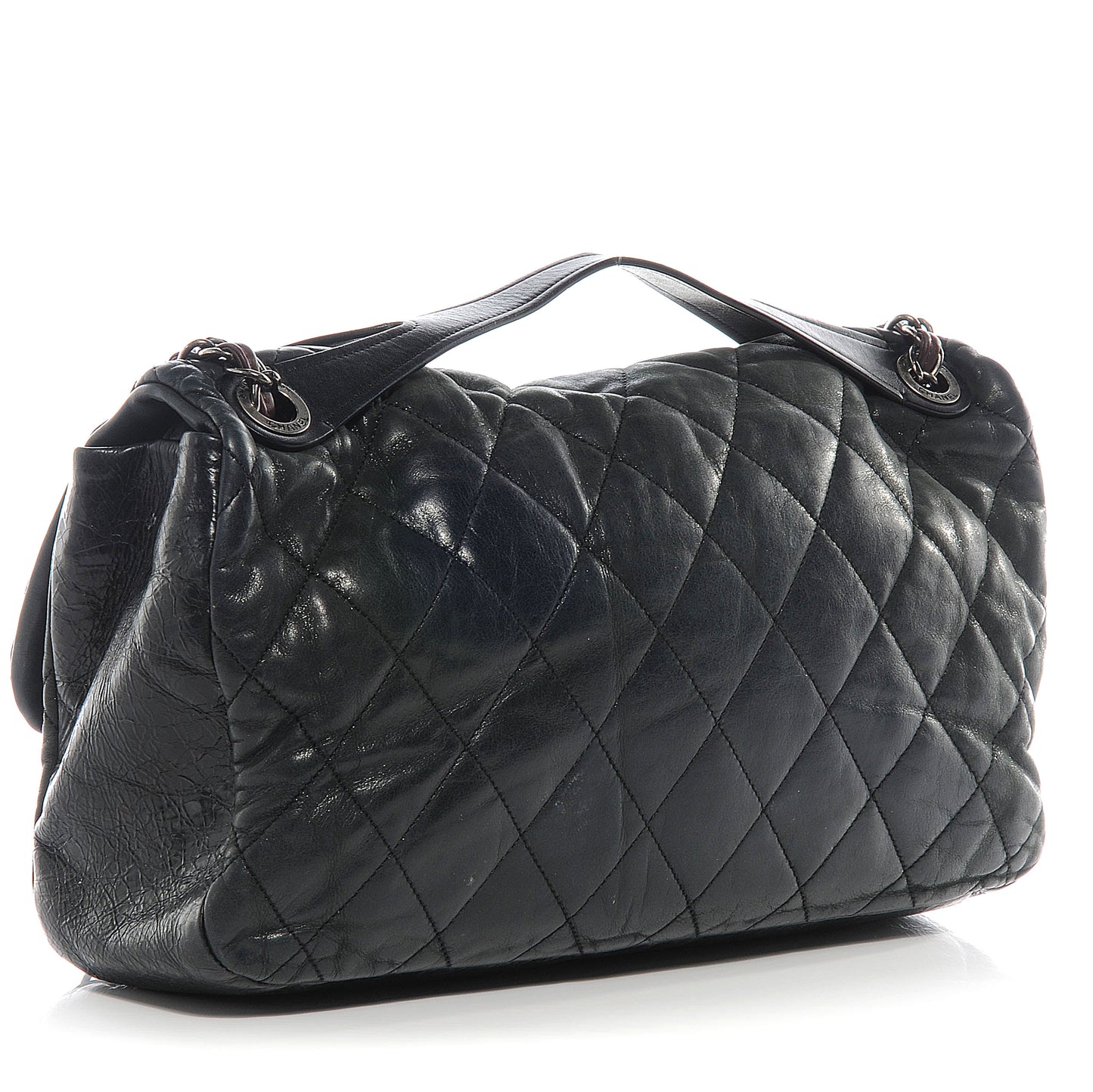 Iridescent Calfskin In The Mix Jumbo Flap Black