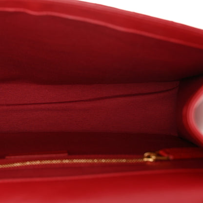 Saint Laurent Grain De Poudre Matelasse Chevron Large Monogram Satchel Lipstick Red 14 of 15