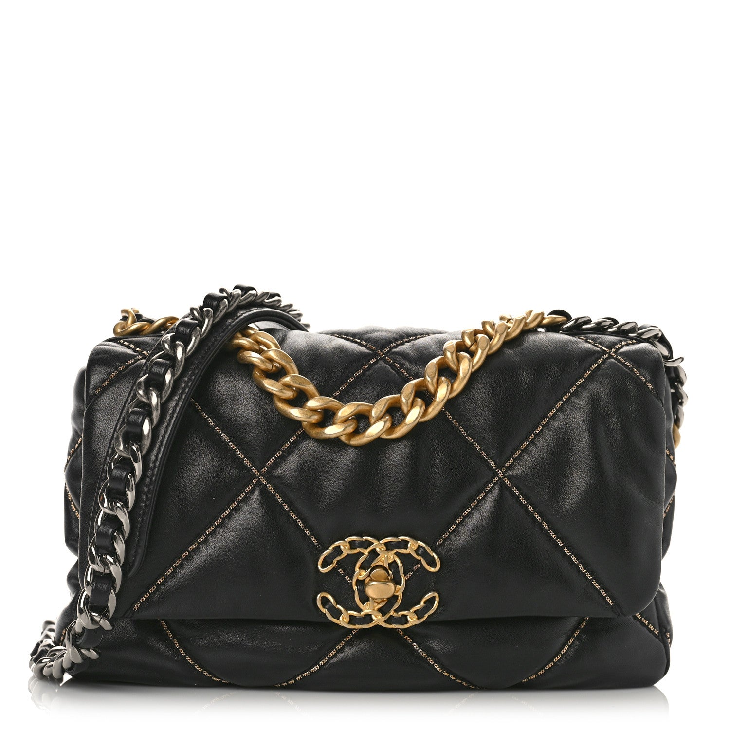 Chanel Lambskin Chain Quilted Medium Chanel 19 Flap Black 1 of 9