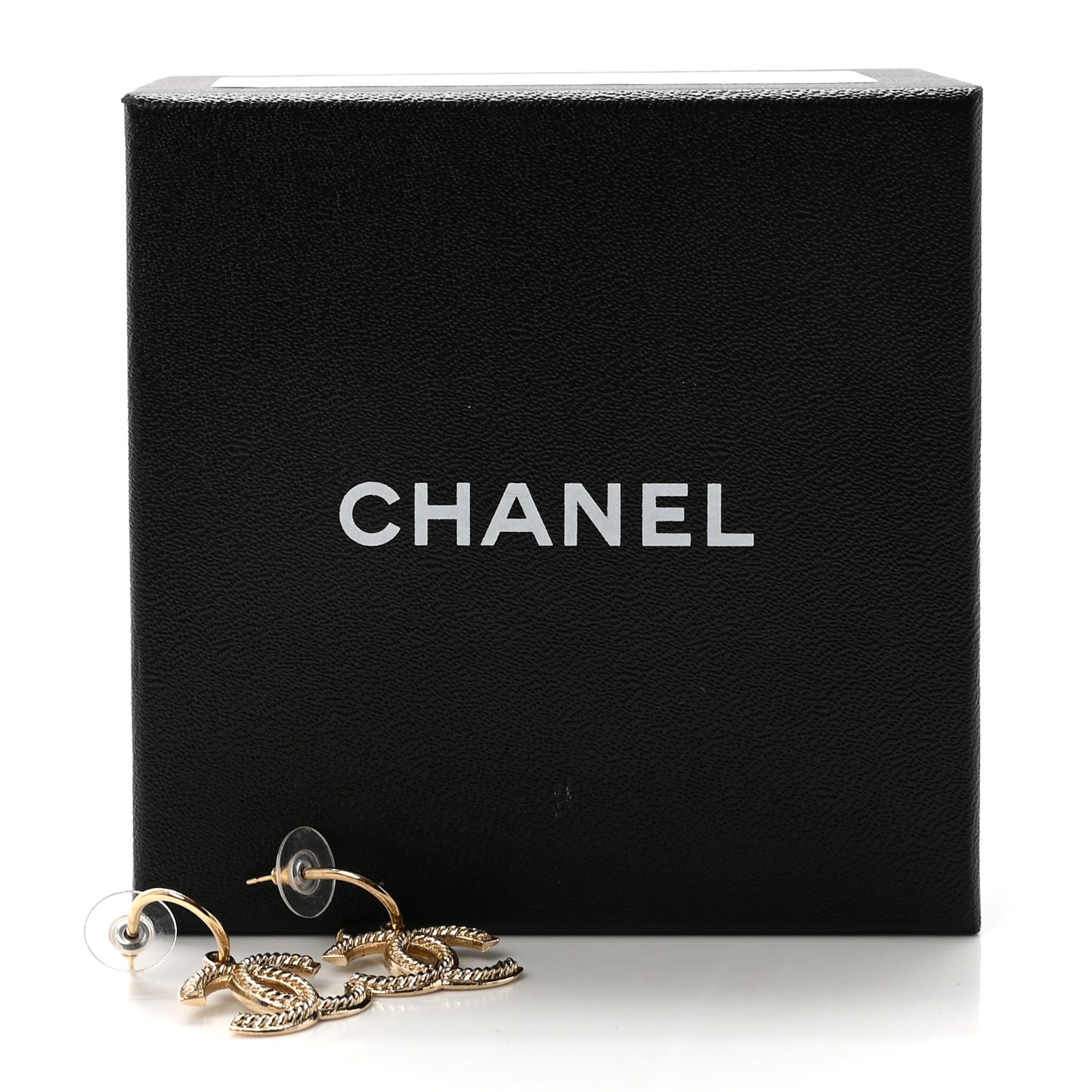 Metal Drop CC Earrings Gold