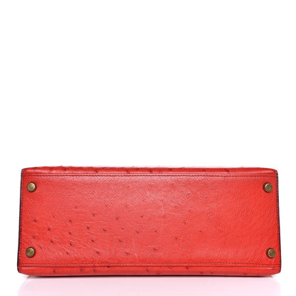 Hermes Ostrich Kelly Sellier 28 Rouge Vif 6 of 36