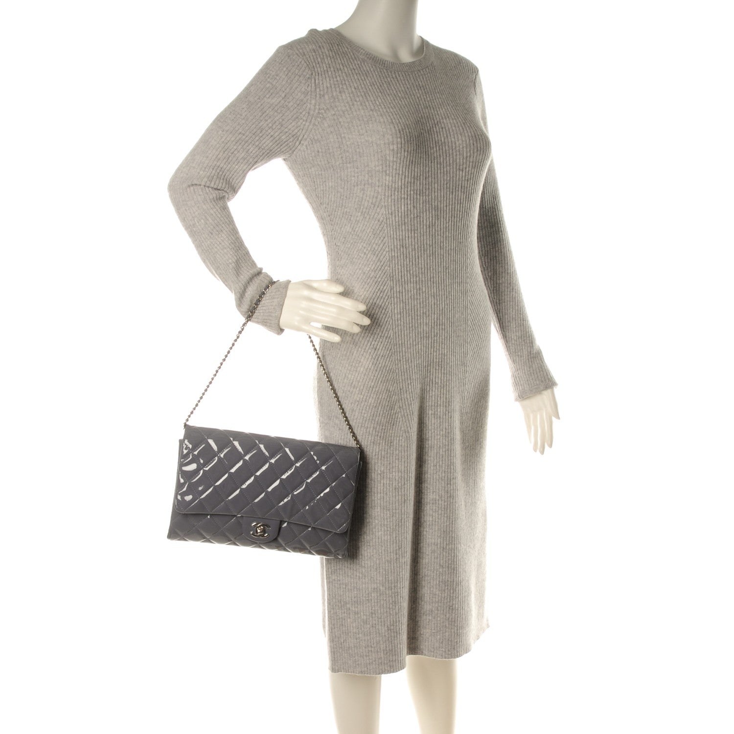 Chanel Patent Quilted Clutch with Chain Flap Lavender 2 of 7