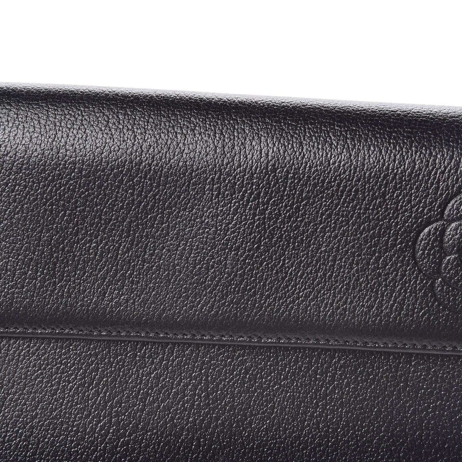 Chanel Goatskin Camellia Embossed Flap Wallet Black 9 of 11