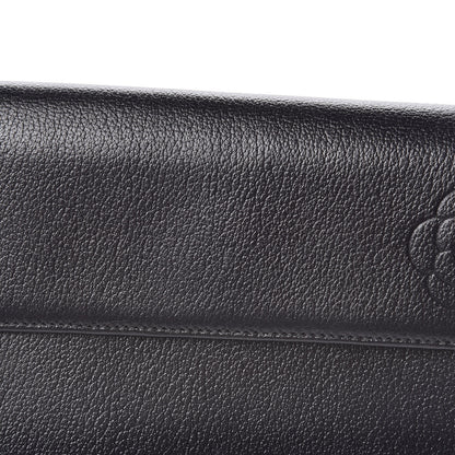 Chanel Goatskin Camellia Embossed Flap Wallet Black 9 of 11