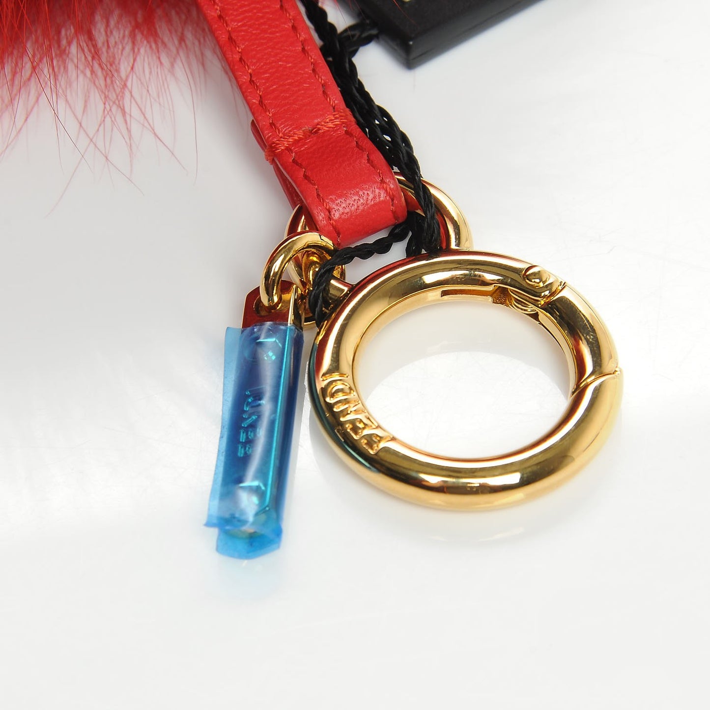 Fox Fur Shiny Nappa Heart Pom Pom Bag Charm Rosso Rosa