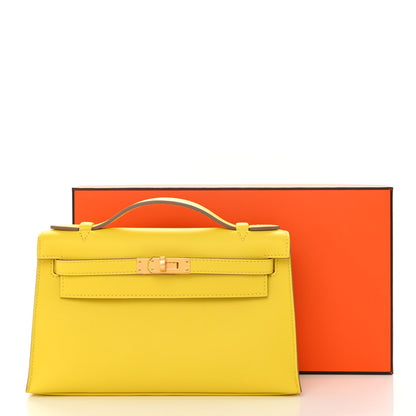 Hermes Swift Kelly Pochette Clutch Lime 13 of 13