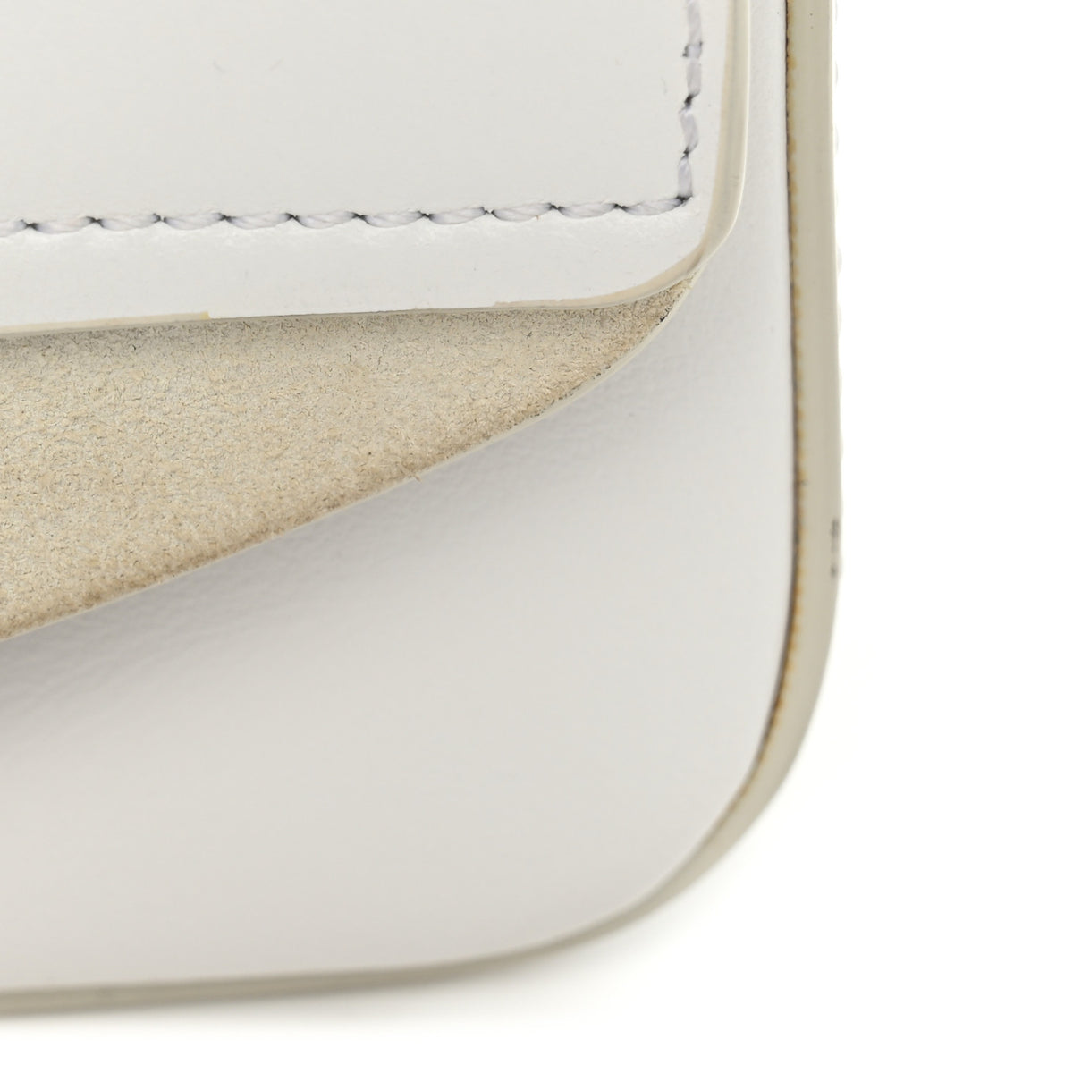 Shiny Calfskin Suede Mini C Double Carry Brilliant White