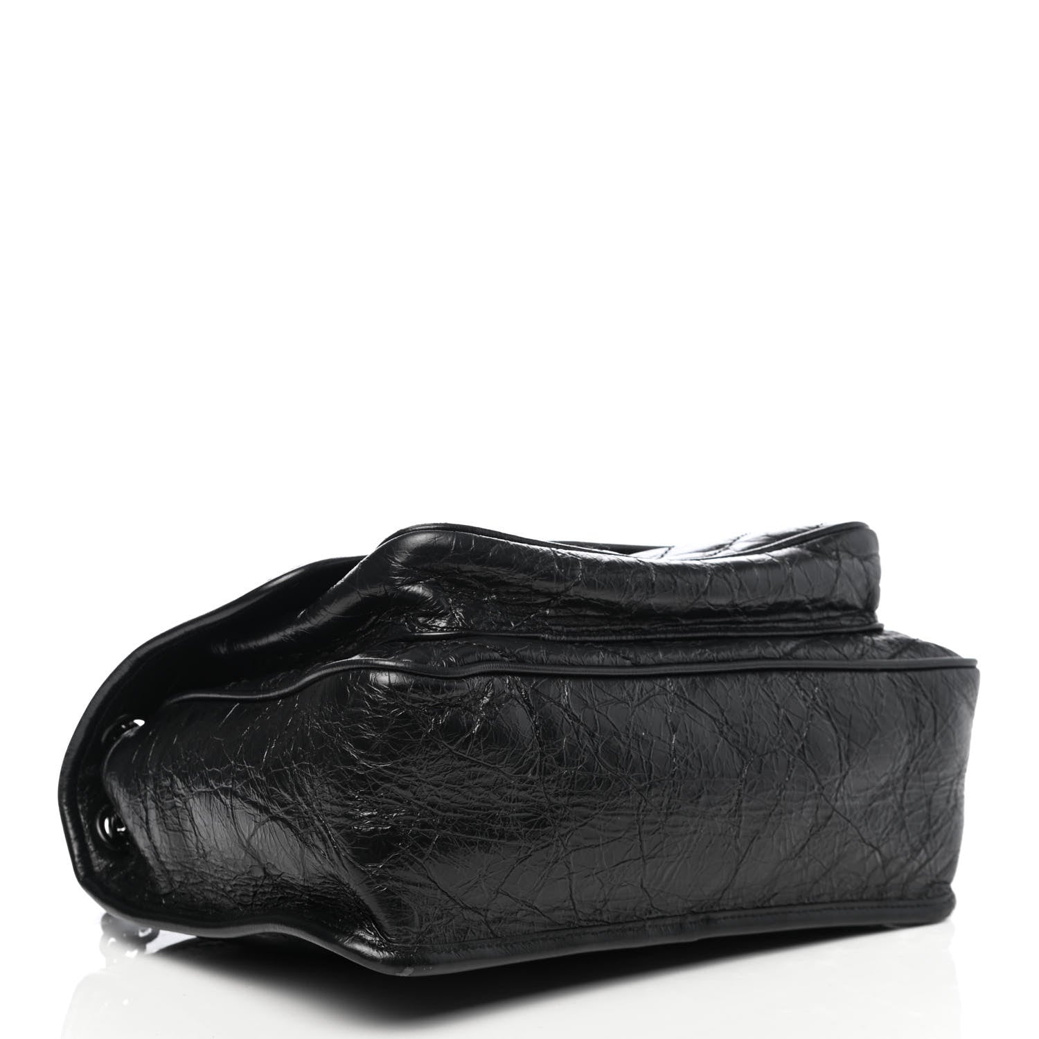 Saint Laurent Crinkled Calfskin Matelasse Monogram Medium Niki Chain Satchel Black 3 of 4
