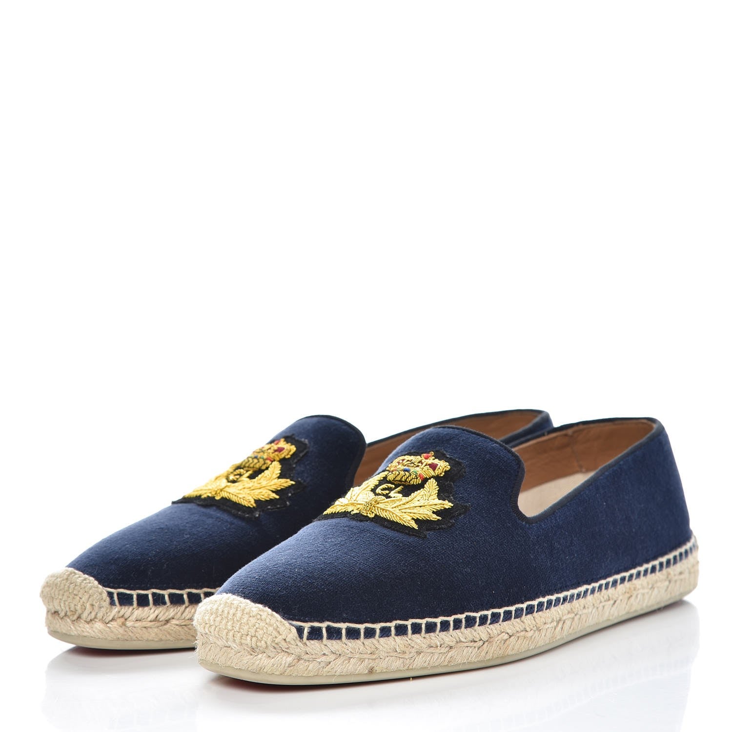 Christian Louboutin Velvet Nanou Orlato Espadrilles 41 Navy Gold 3 of 9