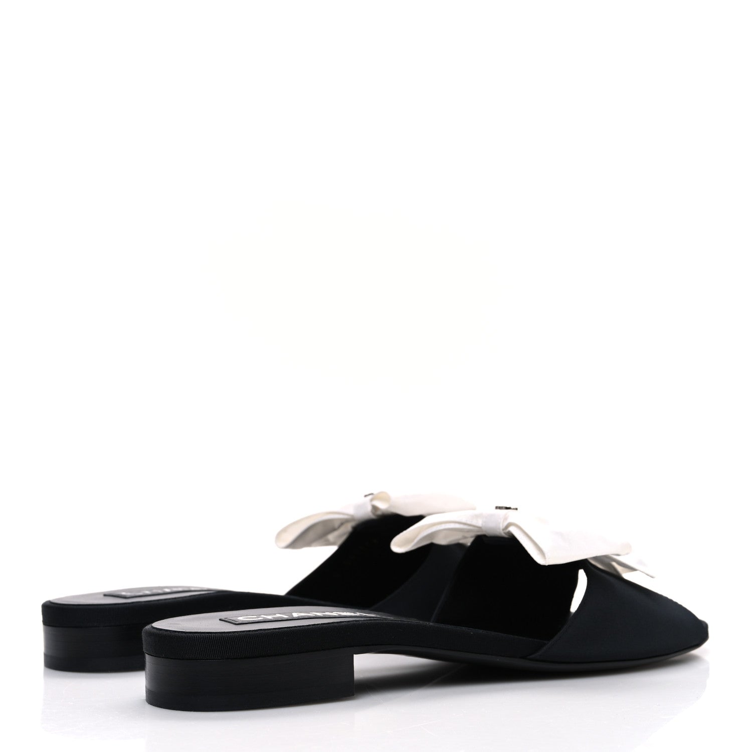 Chanel Silk Bow CC Mules 41 Black White 1793761 – FASHIONPHILE