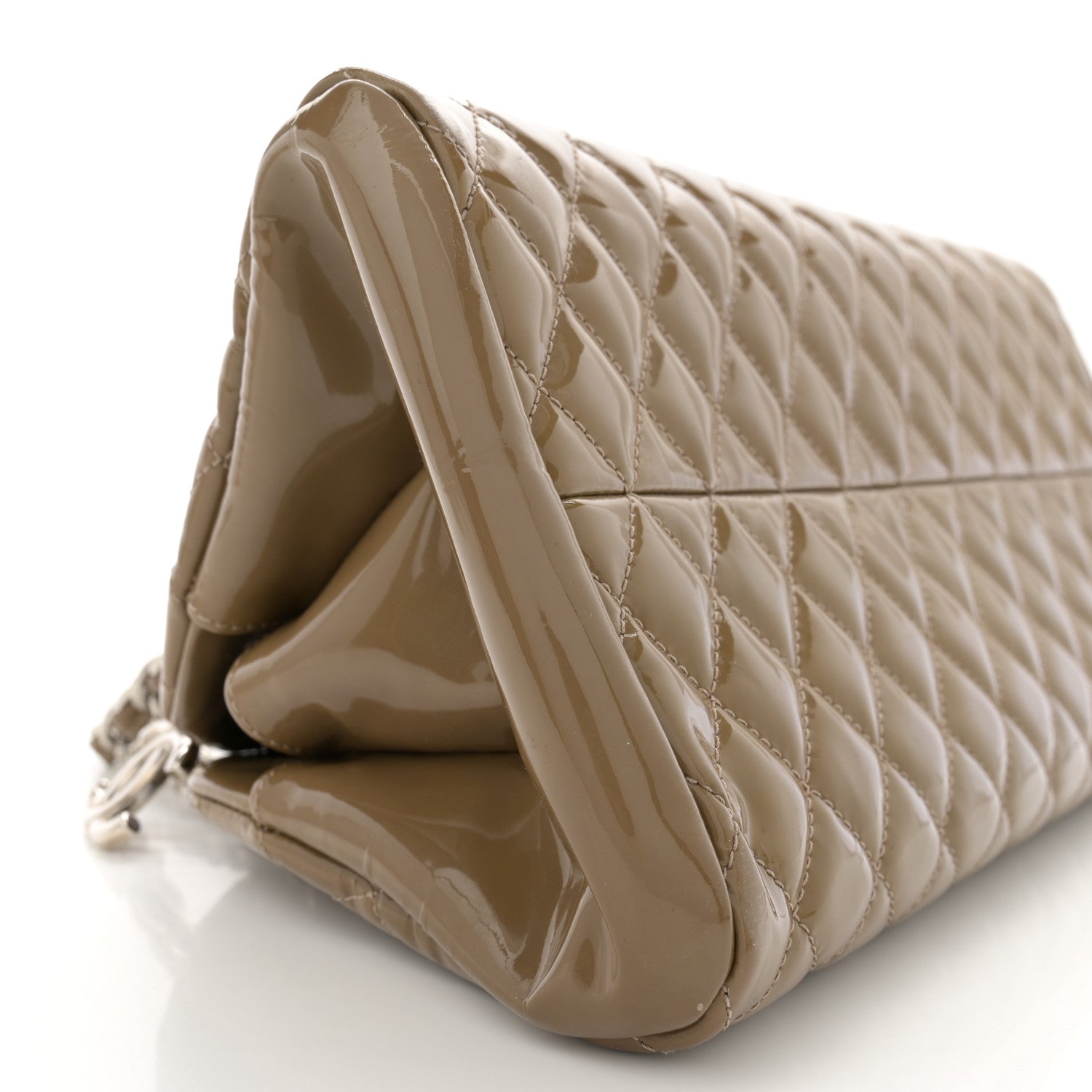 Chanel Patent Quilted Medium Just Mademoiselle Bowling Bag Grey 10 of 13