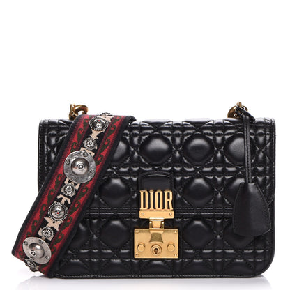 Christian Dior Lambskin Cannage Large Dioraddict Flap Bohemian Strap Black 1 of 23