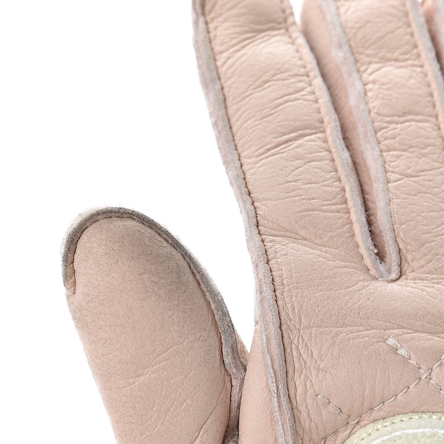 Chanel Shearling Quilted CC Gloves 7.5 Light Pink 7 of 13