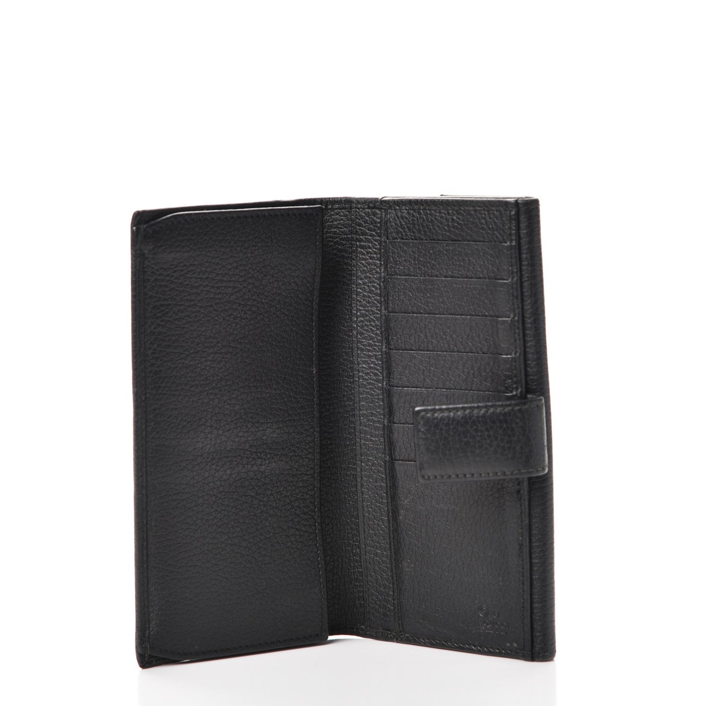 Dollar Calfskin Punch Continental Flap Wallet Black