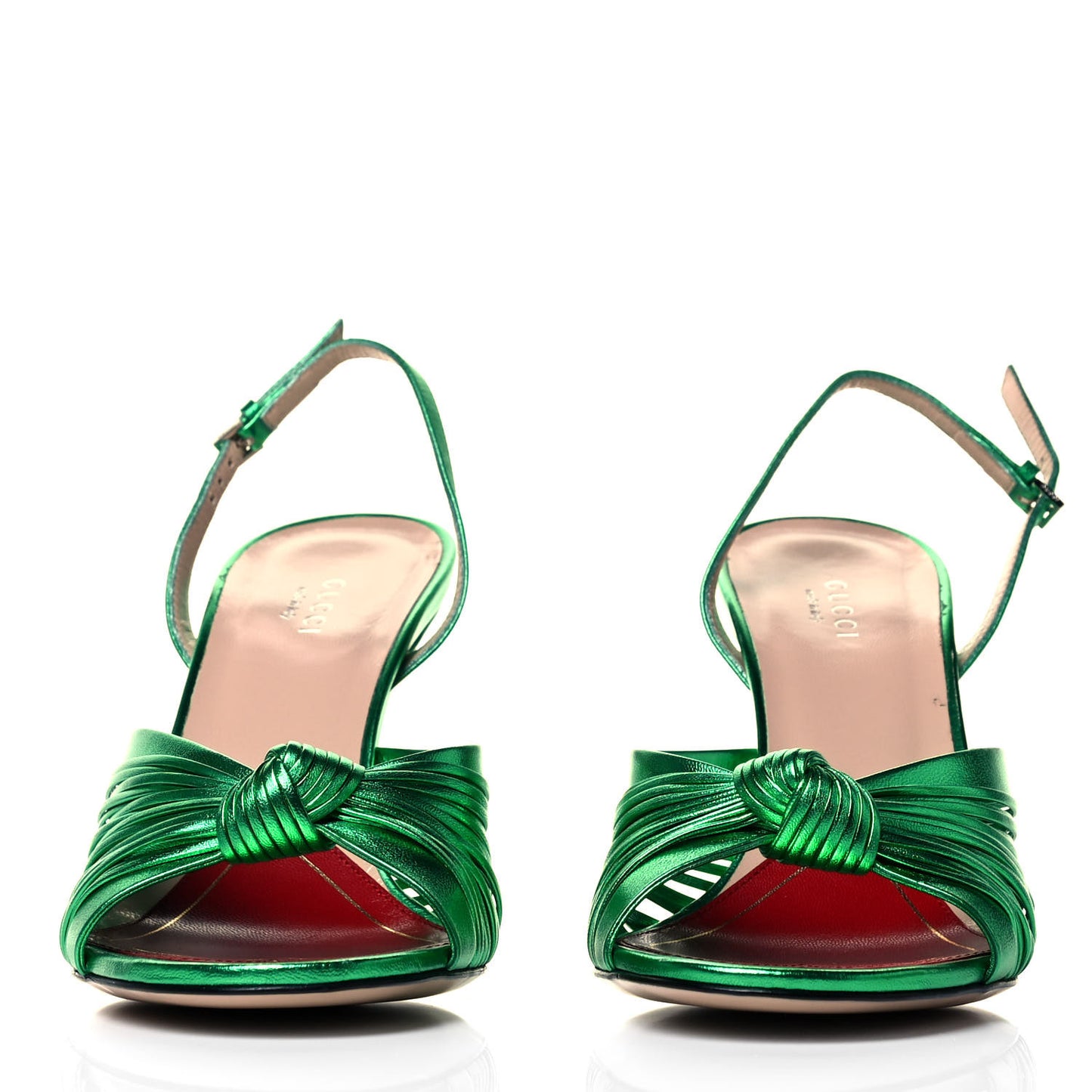 Metallic Nappa Crawford Knot Slingback Sandals 39 Green