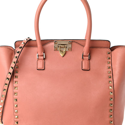 Valentino Garavani Vitello Rockstud Double Handle Tote Coral 9 of 15