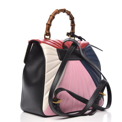 Gucci Calfskin Bamboo Trapuntata Queen Margaret Backpack Blue Agata Hibiscus Red Mystic White Sugar Pink 2 of 12