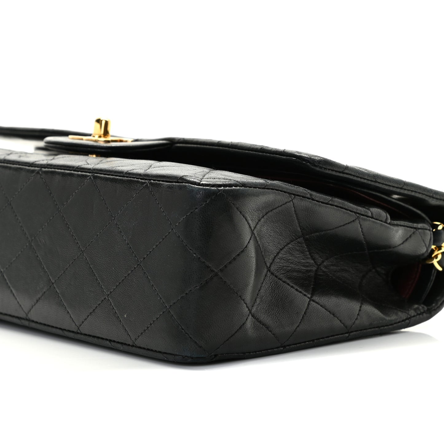 Lambskin Quilted Medium Double Flap Black