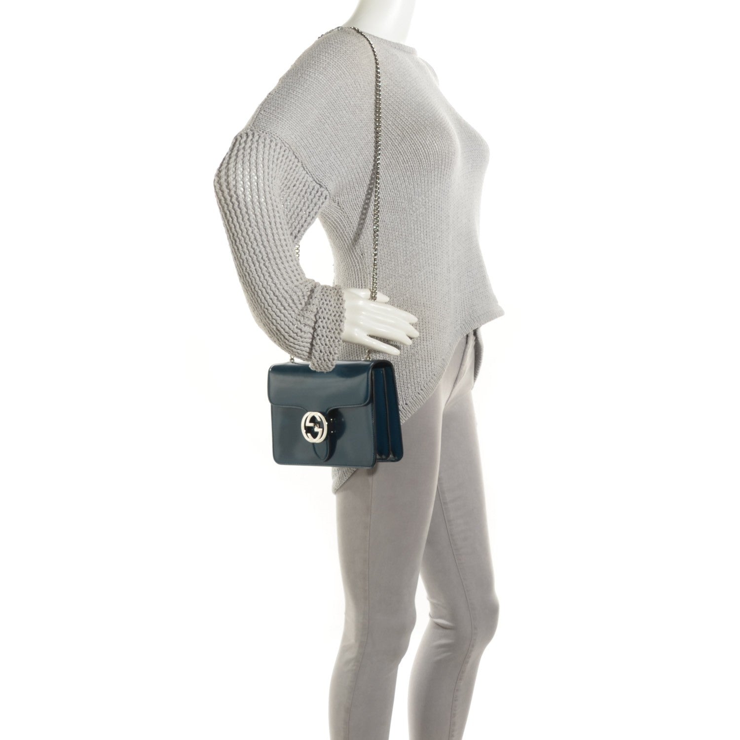 Gucci Shade Lux Calfskin Small Interlocking G Shoulder Bag Dusty Avio 2 of 7